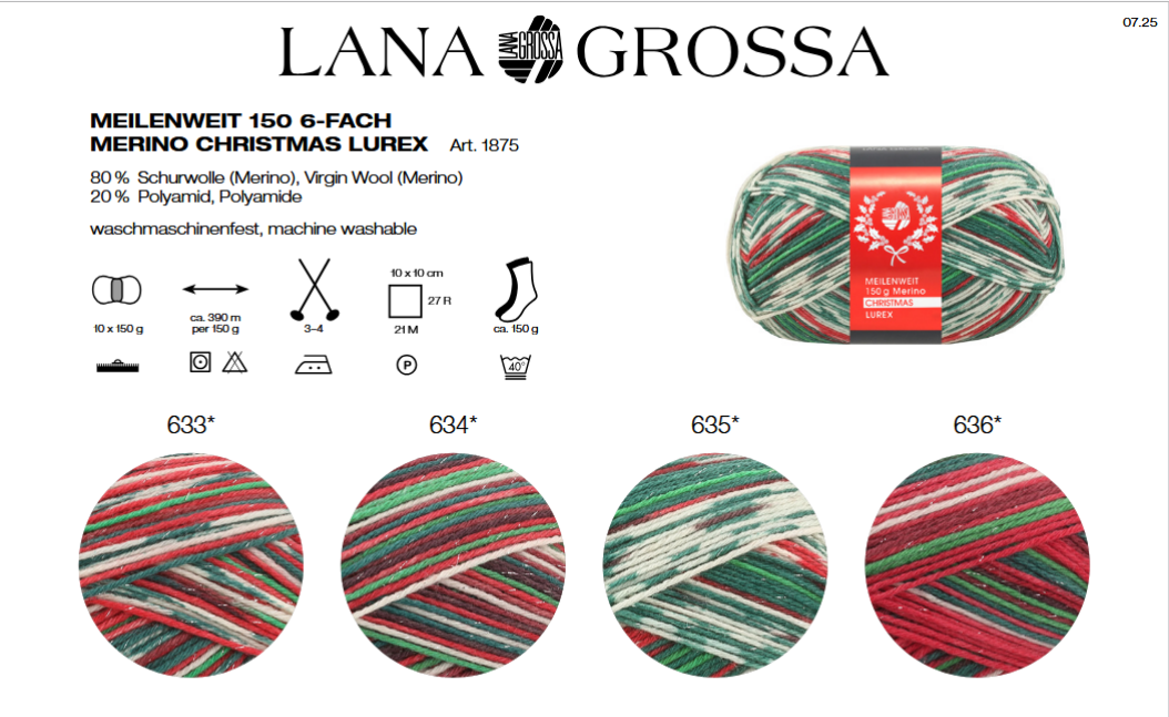 Meilenweit  6-FACH 150g Merino Christmas mit und ohne Lurex