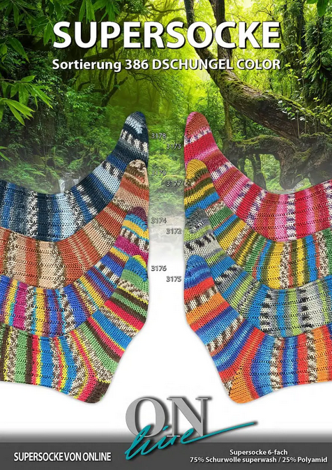 Supersocke 6-fach Sort. 386 Dschungel Color